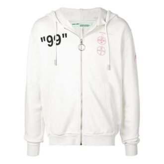HERRE Virgil Abloh hettegenser med glidelås, hvit