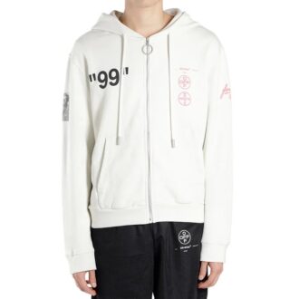 HERRE Virgil Abloh hettegenser med glidelås, hvit