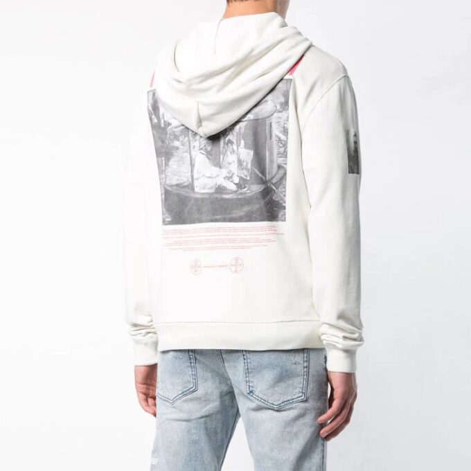 HERRE Virgil Abloh hettegenser med glidelås, hvit