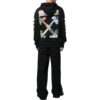 Hettegenser i bomull med grafisk trykk «Svart»