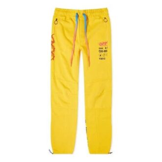 Industr Y013 Lang sportsbukser med paneler, logo-trykk og snøring, gul
