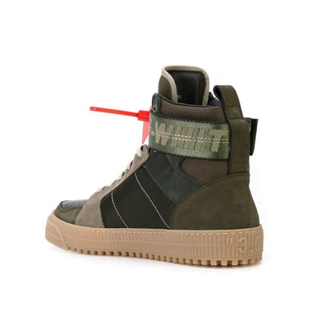 Industrielle høye sneakers med paneler i skinn og semsket skinn ArmyGreen