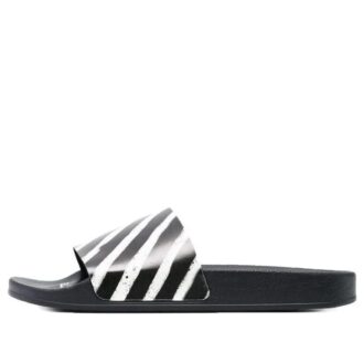 Industrielle sandaler «Diagonal Stripe – svart/hvit»