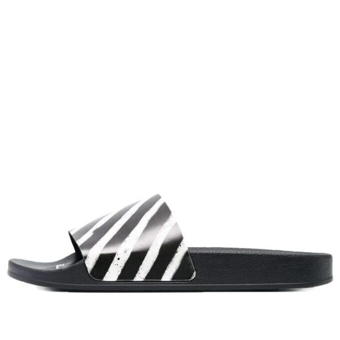 Industrielle sandaler «Diagonal Stripe – svart/hvit»