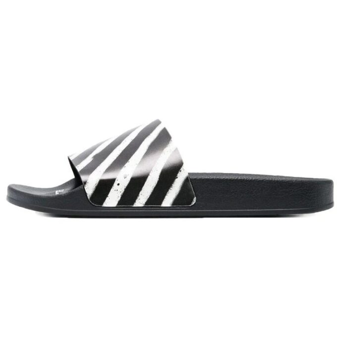 Industrielle sandaler «Diagonal Stripe – svart/hvit»