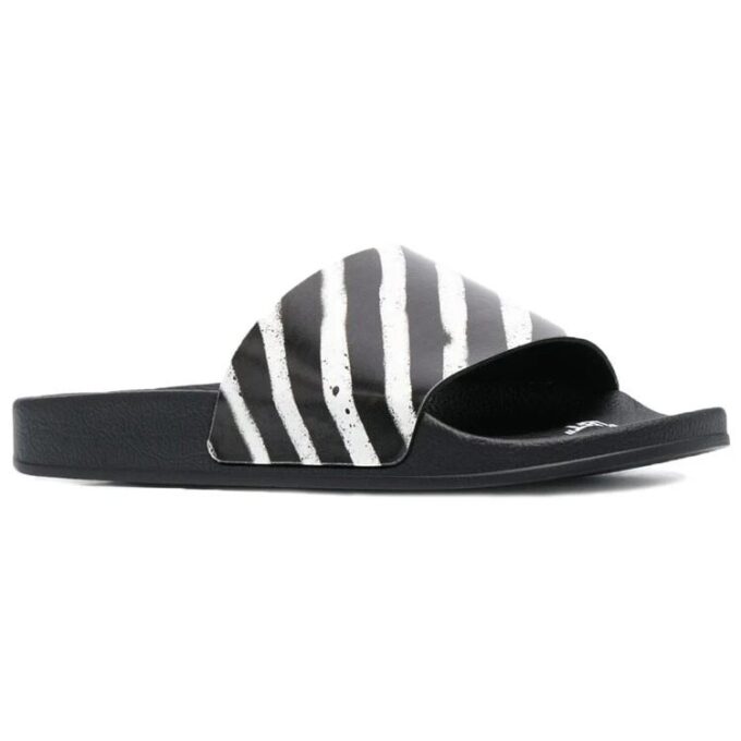Industrielle sandaler «Diagonal Stripe – svart/hvit»