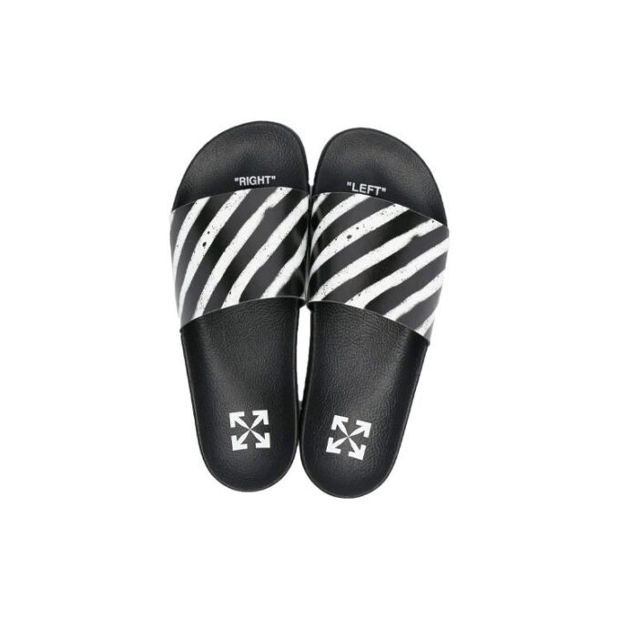 Industrielle sandaler «Diagonal Stripe – svart/hvit»