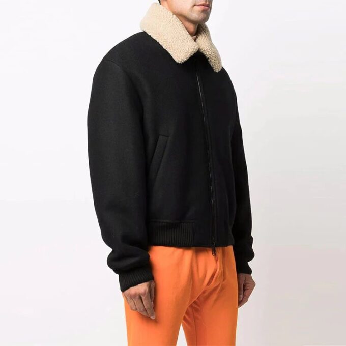 jakke med revers i aviator-stil, svart