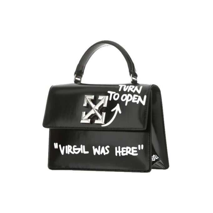 Jitney 1.4-serien Metallic LOGO Cortex Virgil Graffiti Svart Håndveske
