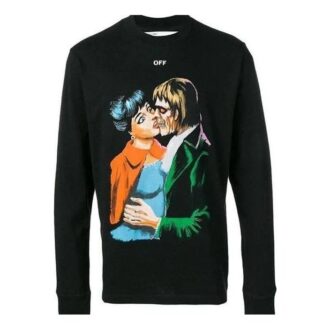 Kiss-trykk Rund hals Svart Slim Fit