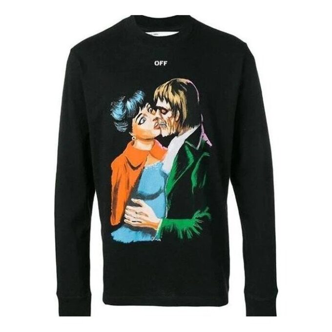 Kiss-trykk Rund hals Svart Slim Fit