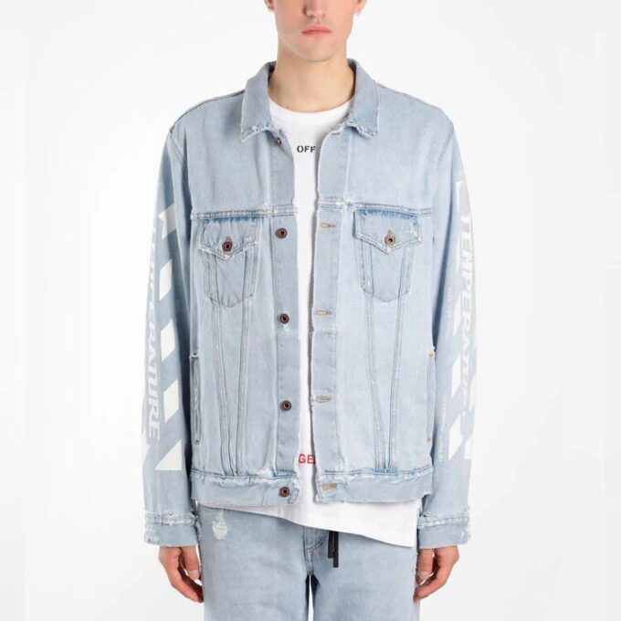 Klassisk trykkjakke i Denim, vanlig versjon, blå