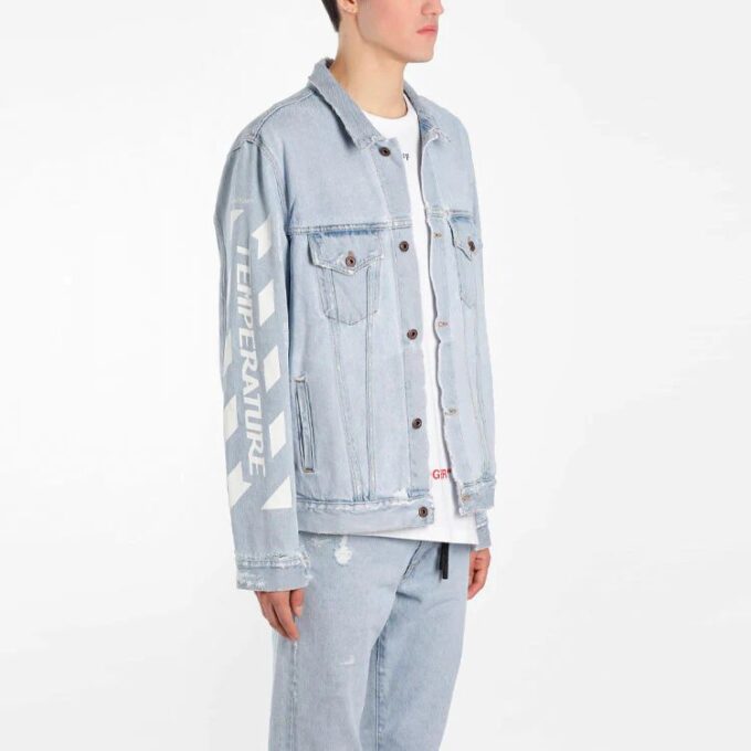 Klassisk trykkjakke i Denim, vanlig versjon, blå