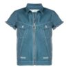 Kortærmet denimshort med glidelås, løs passform, blå