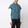 Kortærmet denimshort med glidelås, løs passform, blå