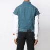 Kortærmet denimshort med glidelås, løs passform, blå