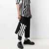 Lærkonvoluttveske med håndtak, unisex, svart/hvit