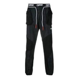 Lang sportsbuks med logo-pil-trykk og snøring, slim fit-versjon, svart