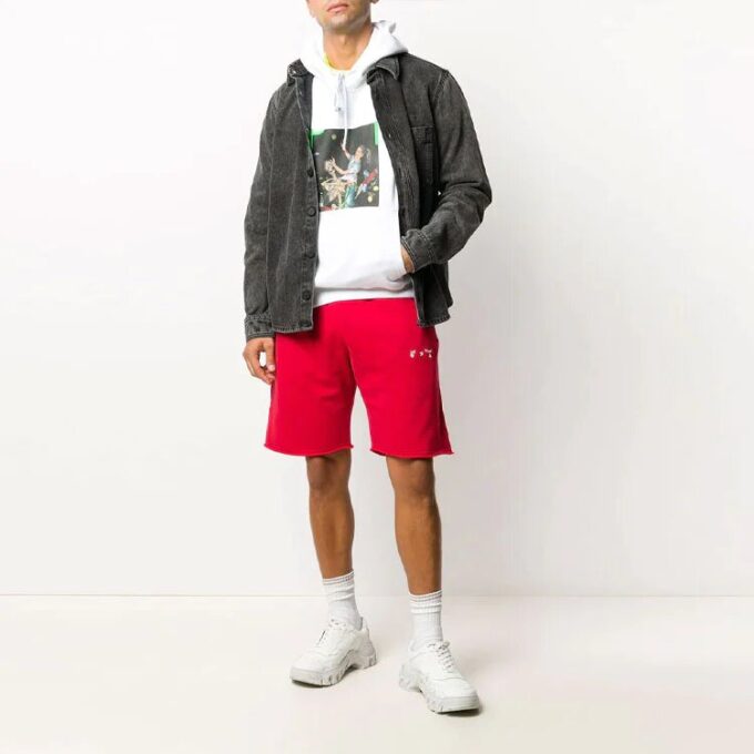 Langermet Denim-skjorte med logo-trykk for menn, svart