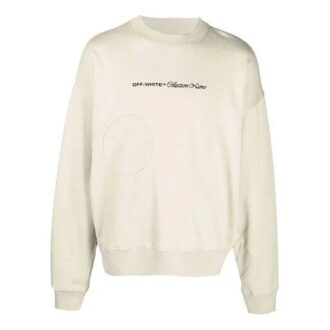 Logo brodert ensfarget langermet løs passform beige