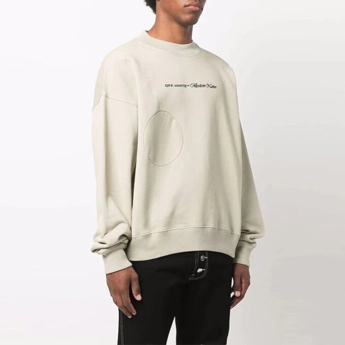 Logo brodert ensfarget langermet løs passform beige