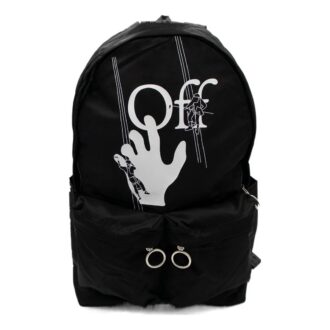 Logo Graffiti Alfabet-trykk Glidelås Flere lommer Ryggsekk Skolebag Svart