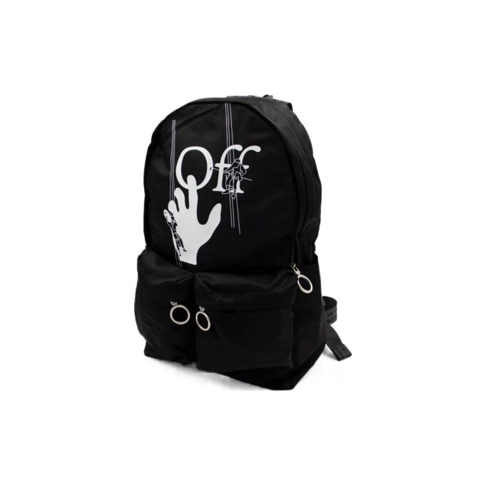 Logo Graffiti Alfabet-trykk Glidelås Flere lommer Ryggsekk Skolebag Svart
