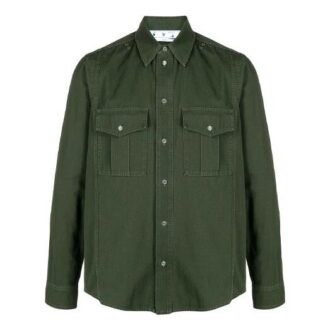 Logo-trykk ensfarget langermet skjorteversjon grønn