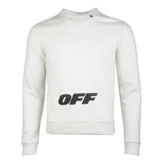 Logo-trykk, genser med rund hals, hvit