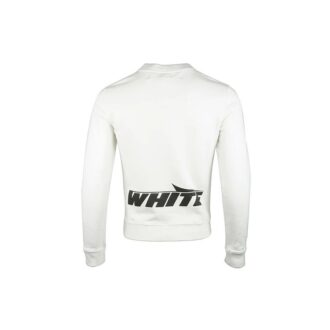 Logo-trykk, genser med rund hals, hvit