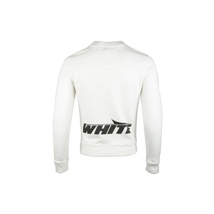 Logo-trykk, genser med rund hals, hvit
