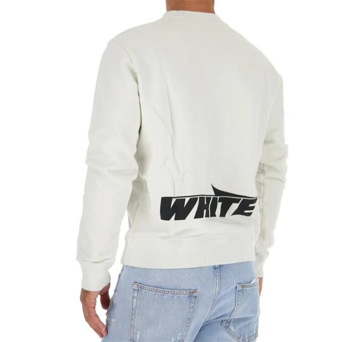Logo-trykk, genser med rund hals, hvit