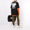 Logo-trykk Rund hals Kort erme Løs passform Svart