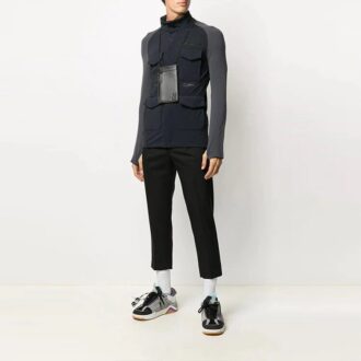 Logo-trykk Tynn og lett sportsjakke Slim Fit-versjon Svart
