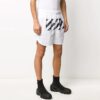 Løse shorts med logo-stripe-trykk, hvite