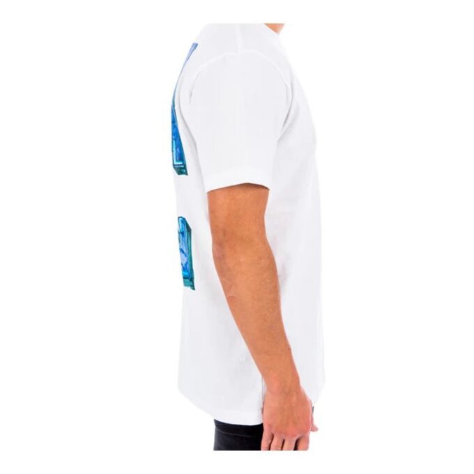 Marker kortærmet slim-fit T-skjorte «Hvit/Blå»