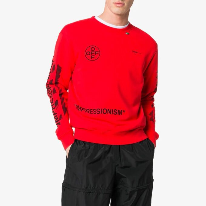 MENS SS19 «Impressionism» Rundhalset bomulls-logo-genser Rød