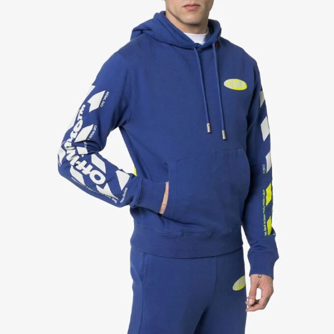 MENS SS19 Spilt Logo Slim Hoody Blå