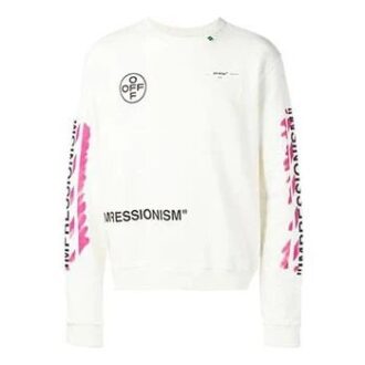 MENS SS19 Virgil Abloh Diag Stencil Slim Crewneck Sweater Logo Hvit