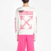 MENS SS19 Virgil Abloh Diag Stencil Slim Crewneck Sweater Logo Hvit