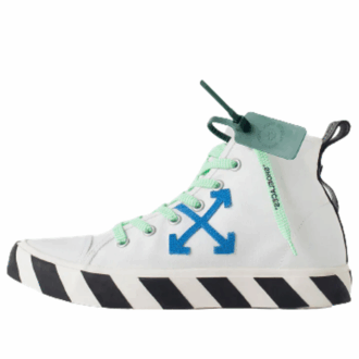 Mid-Top Vulcanized canvas Sneaker «White Blue Green Black»