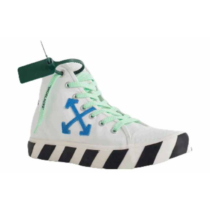 Mid-Top Vulcanized canvas Sneaker «White Blue Green Black»
