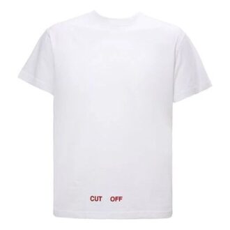 Minimalistisk kortærmet versjon med alfabetlogo på ryggen, hvit