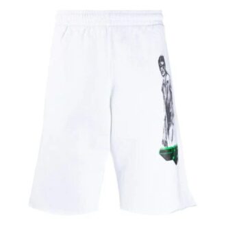 Mirko-shorts med logoapplikasjon for menn, hvite