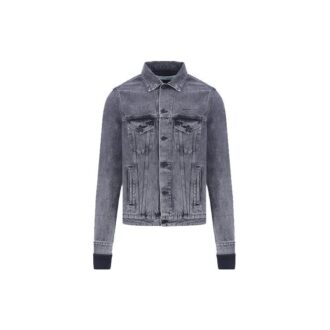 Mønster med piltrykk og skjøtemønster, Denim-jakke, grå