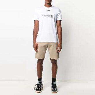 Mønstertrykk, kort ermet, slim fit-versjon, hvit