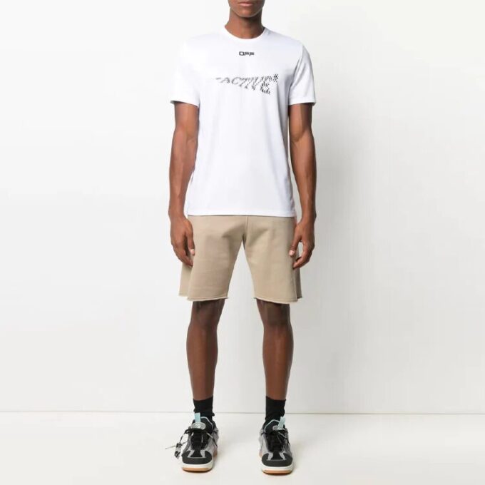 Mønstertrykk, kort ermet, slim fit-versjon, hvit