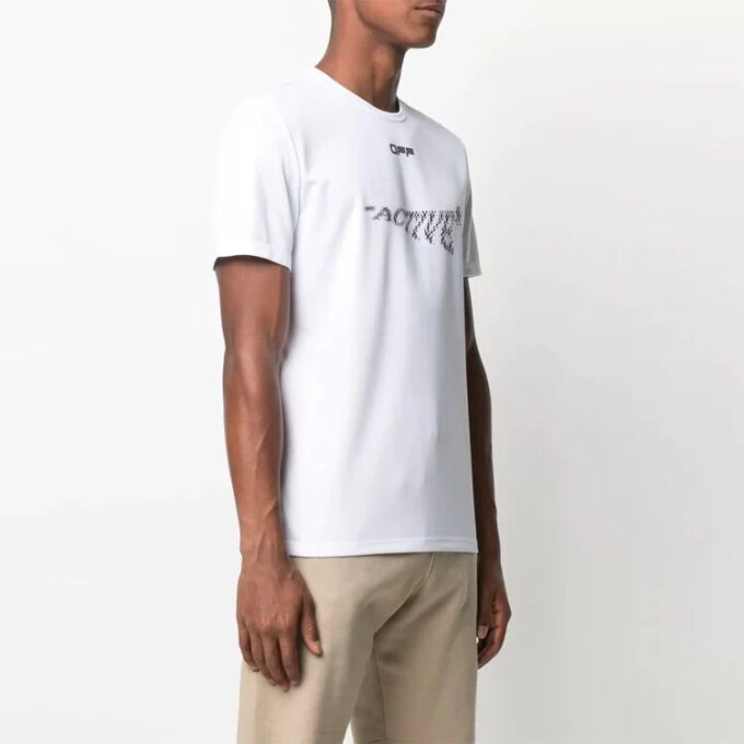 Mønstertrykk, kort ermet, slim fit-versjon, hvit