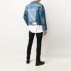 Mønstret Denim-jakke med trykk, løs passform, blå
