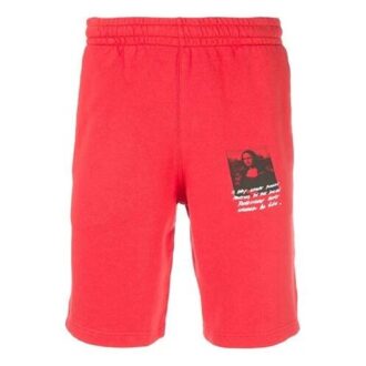 Mona Lisa-treningsshorts med trykk for menn, røde